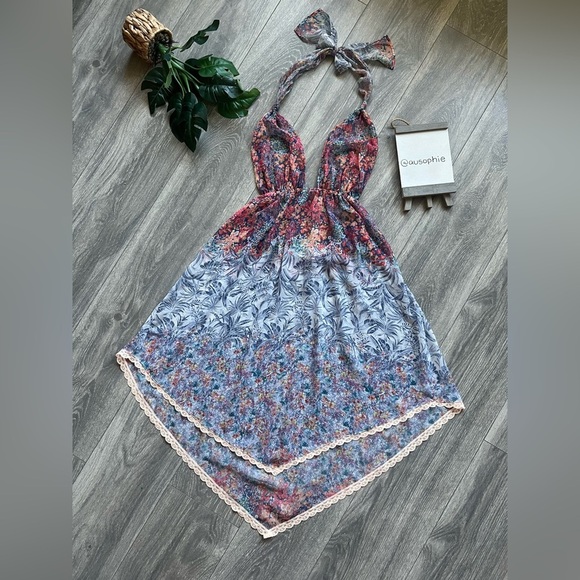 Victoria’s Secret Sheer Floral Lace Trim Kimono & Halter Dress Set Sz M & M / L - Picture 3 of 16